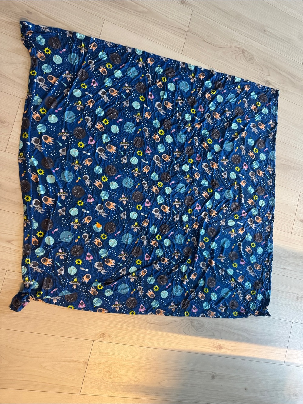 Little Sleepies Navy Space Print Bamboo Blanket/Sheet